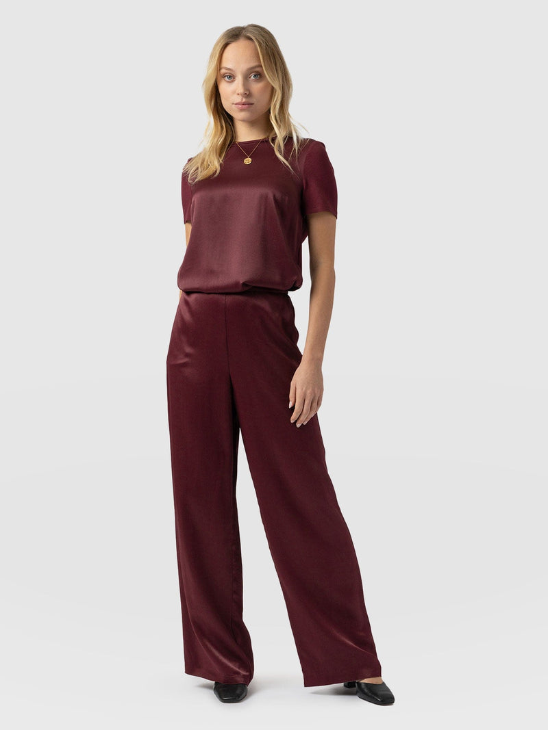 Langley Wide Leg Pant Maroon - Women's Pants | Saint + Sofia® US