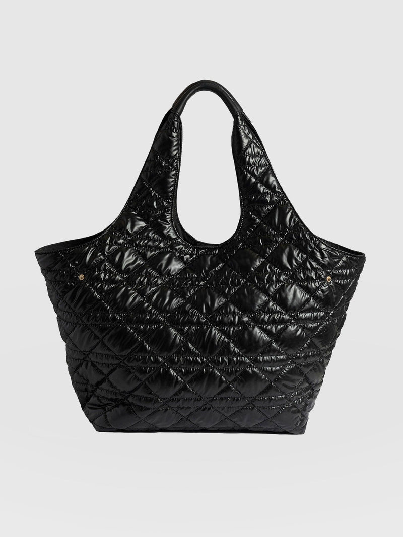 Large Stella Quilted Shoulder Tote Bag Black - Women's Bags | Saint + Sofia® US