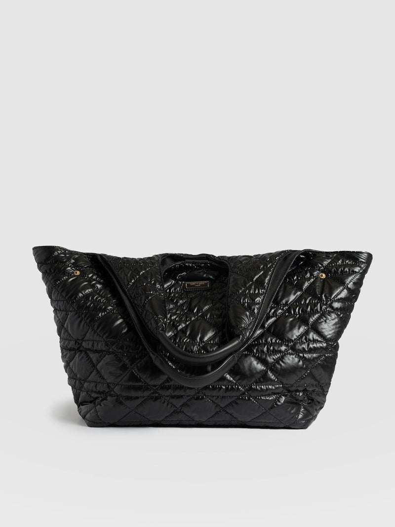 Large Stella Quilted Shoulder Tote Bag Black - Women's Bags | Saint + Sofia® US