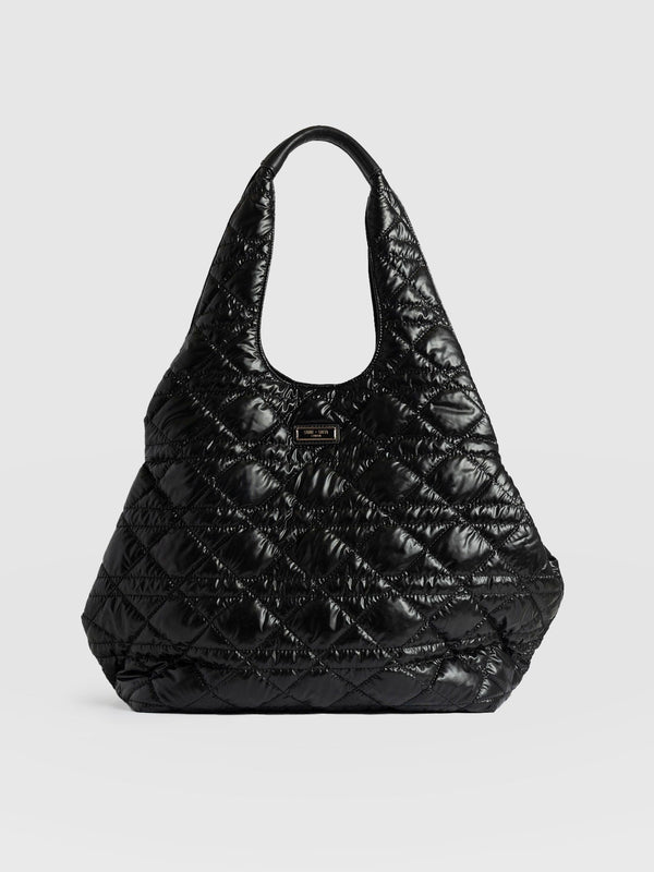 Large Stella Quilted Shoulder Tote Bag Black - Main Image