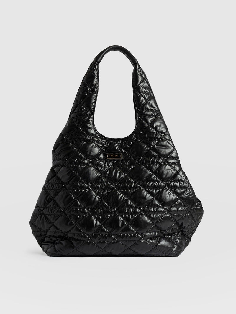 Large Stella Quilted Shoulder Tote Bag Black - Women's Bags | Saint + Sofia® US