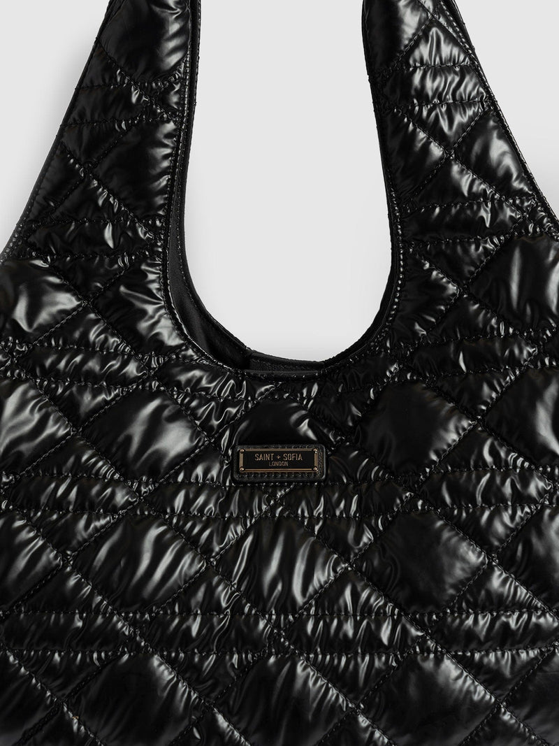 Large Stella Quilted Shoulder Tote Bag Black - Women's Bags | Saint + Sofia® US