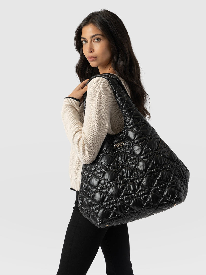 Large Stella Quilted Shoulder Tote Bag Black - Women's Bags | Saint + Sofia® US