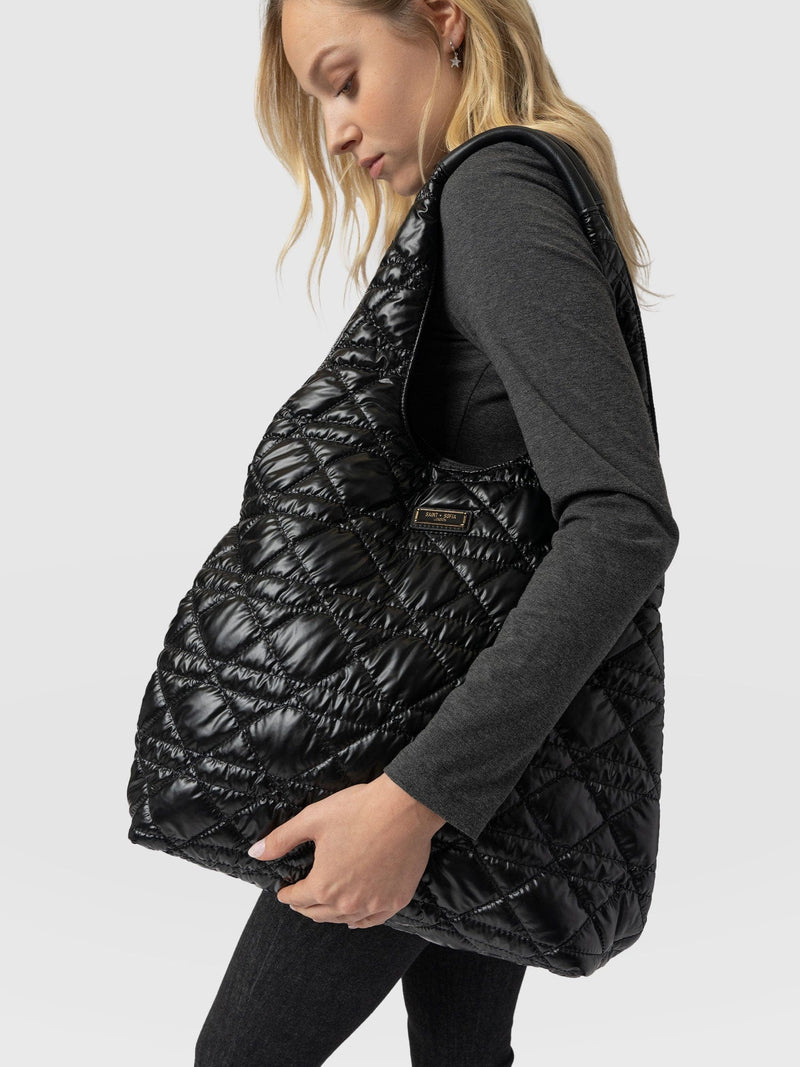 Large Stella Quilted Shoulder Tote Bag Black - Women's Bags | Saint + Sofia® US