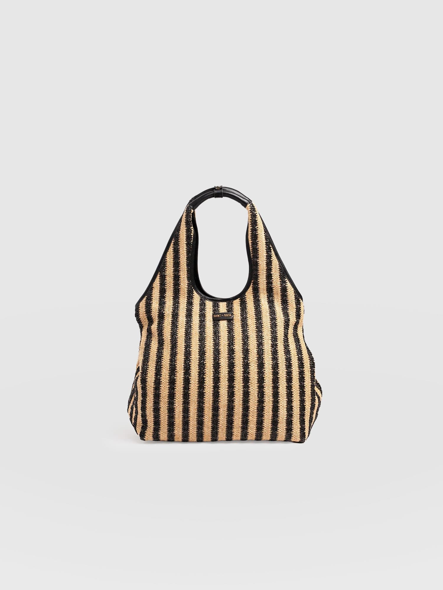 Large Stella Shoulder Tote Bag - Black Raffia - Women's Handbags | Saint + Sofia® USA