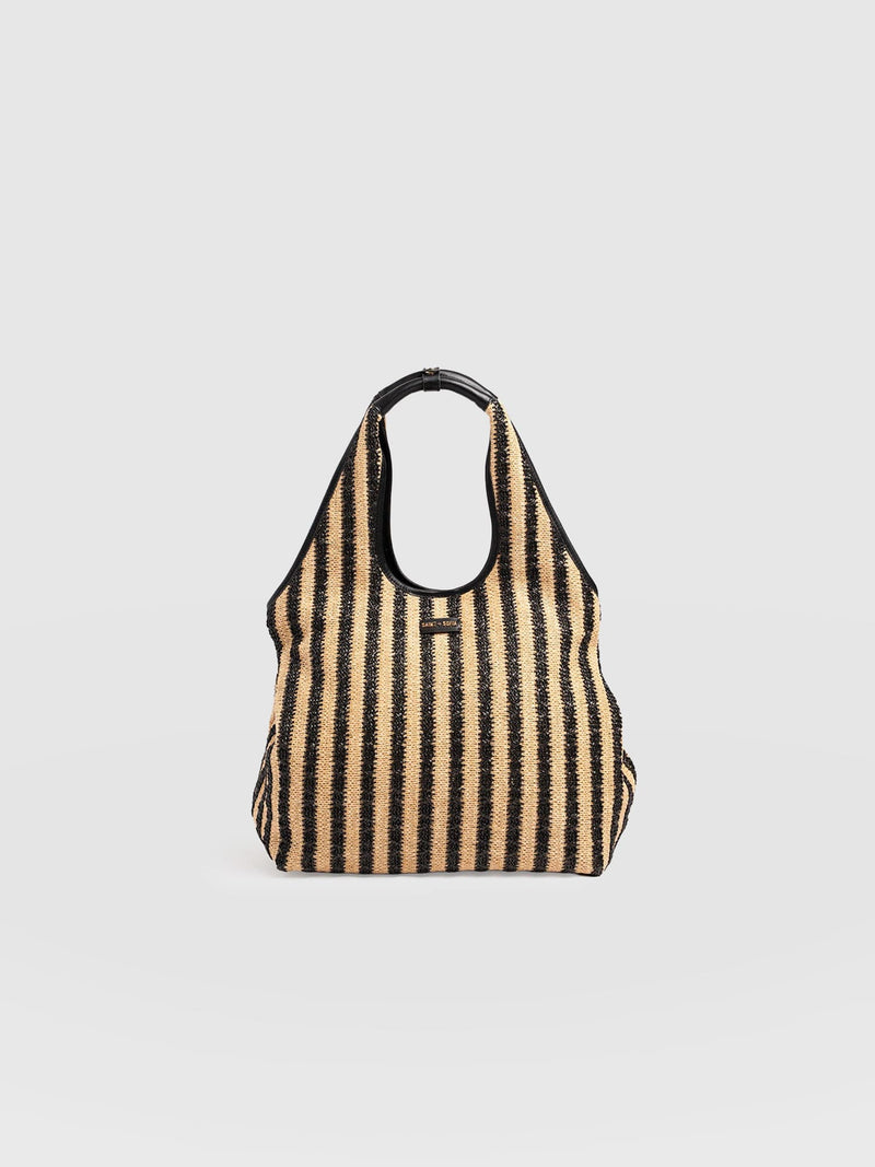 Large Stella Shoulder Tote Bag - Black Raffia - Women's Handbags | Saint + Sofia® USA