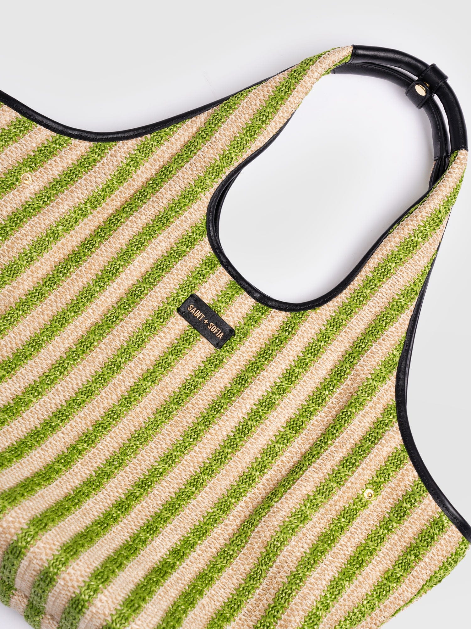 Large Stella Shoulder Tote Bag - Green Raffia - Women's Handbags | Saint + Sofia® USA