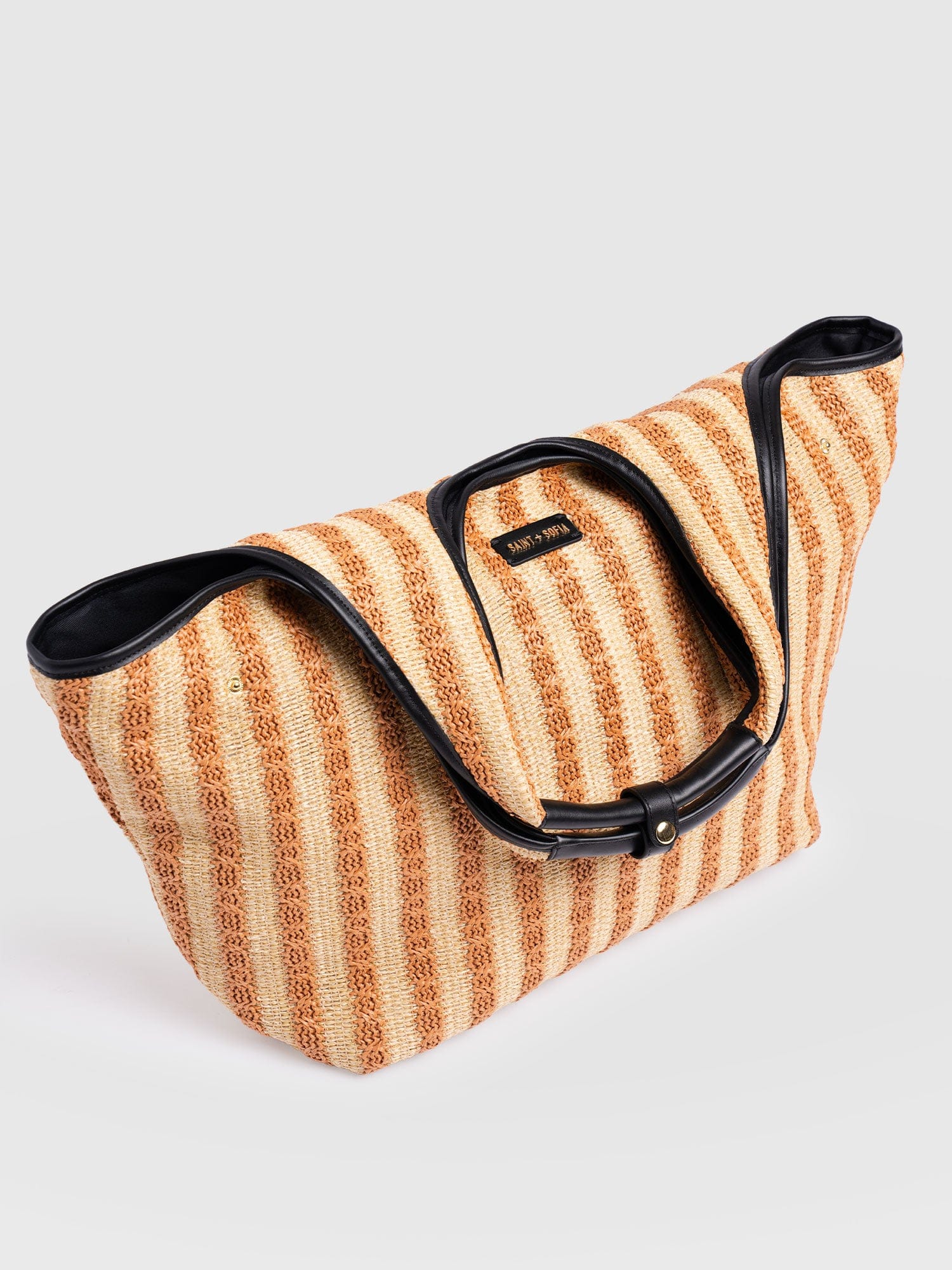 Large Stella Shoulder Tote Bag - Orange Raffia - Women's Handbags | Saint + Sofia® USA