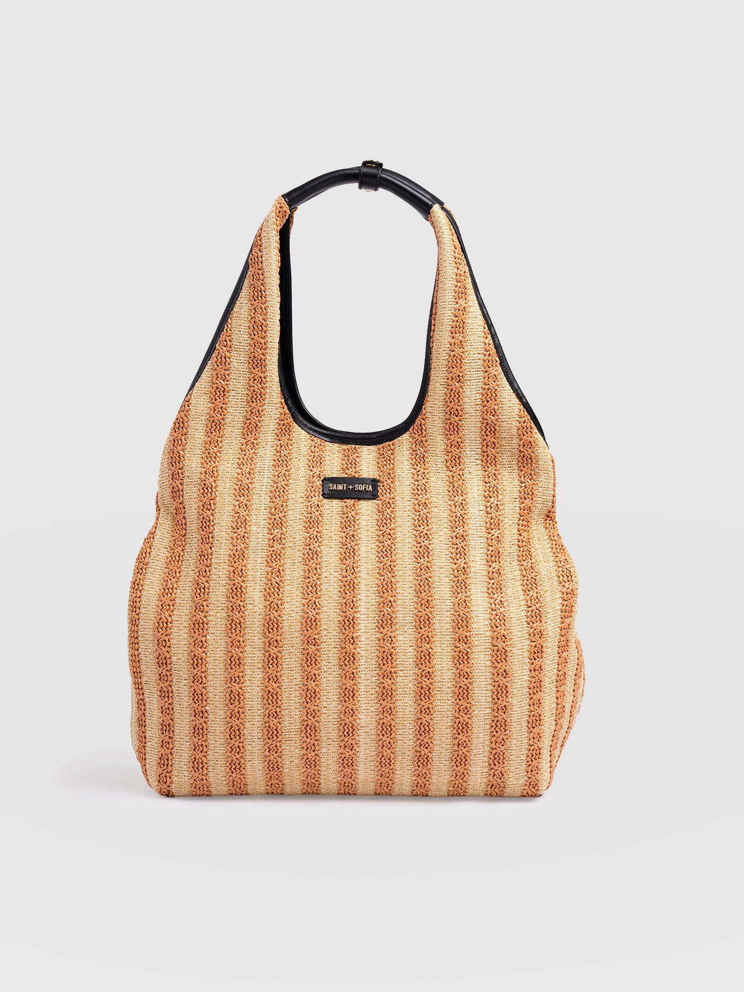 Large Stella Shoulder Tote Bag - Orange Raffia - Women's Handbags | Saint + Sofia® USA