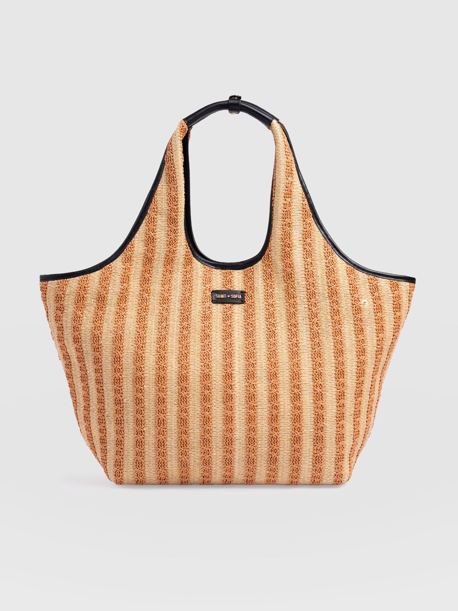 Large Stella Shoulder Tote Bag - Orange Raffia - Women's Handbags | Saint + Sofia® USA