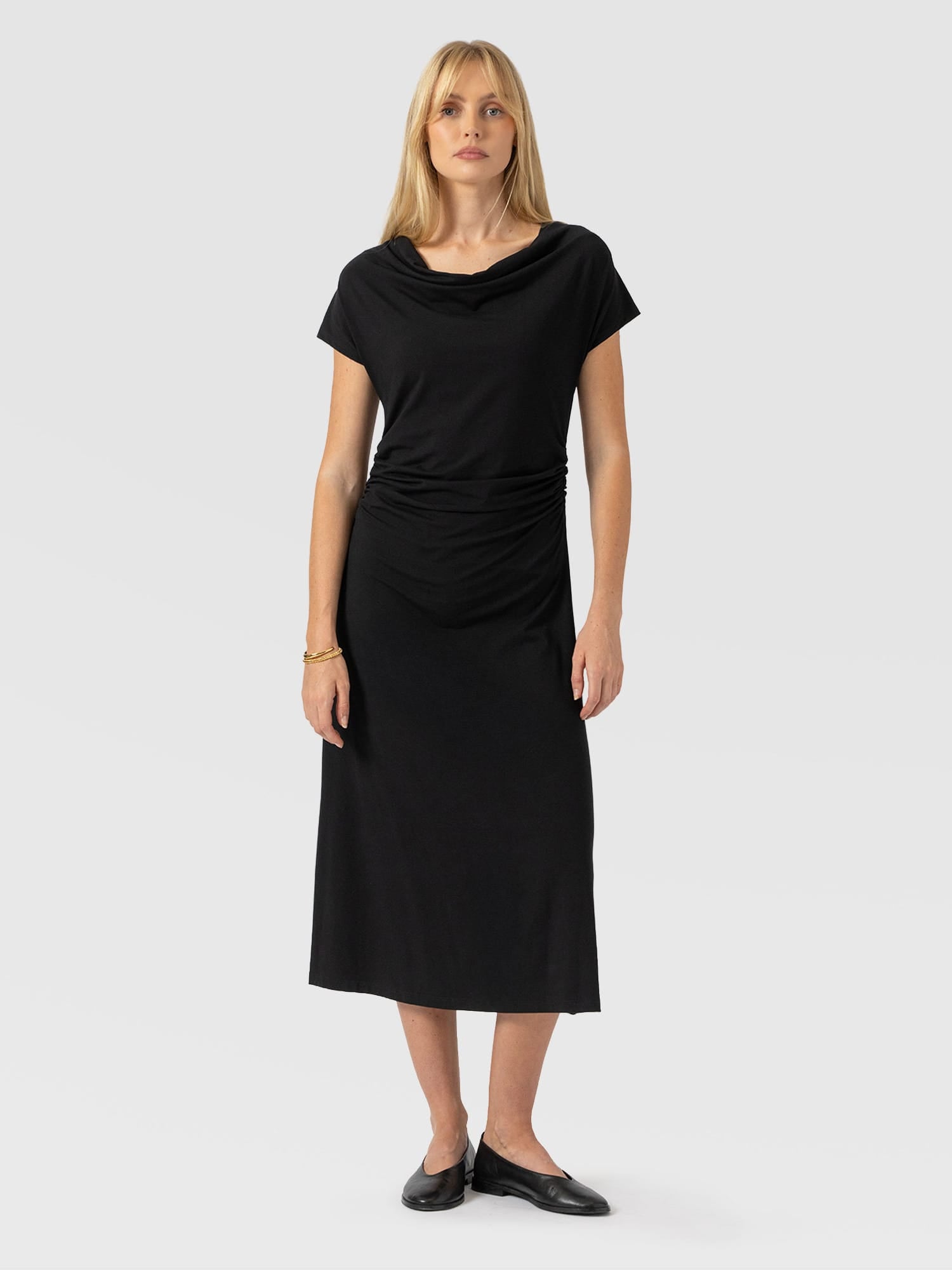 Laurie Cowl Neck Dress - Black - Women's Dresses | Saint and Sofia® USA