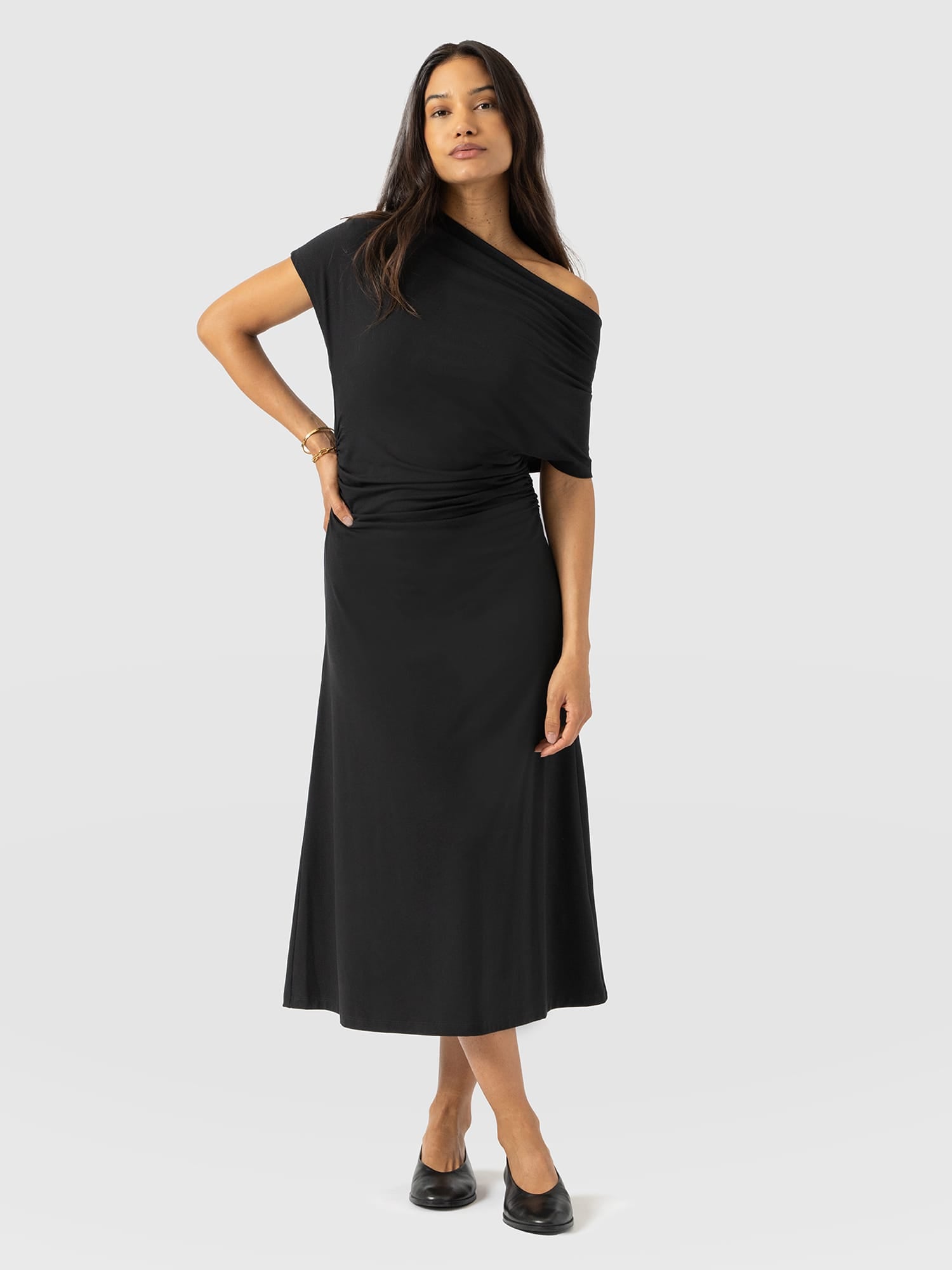 Laurie Cowl Neck Dress - Black - Women's Dresses | Saint + Sofia® USA