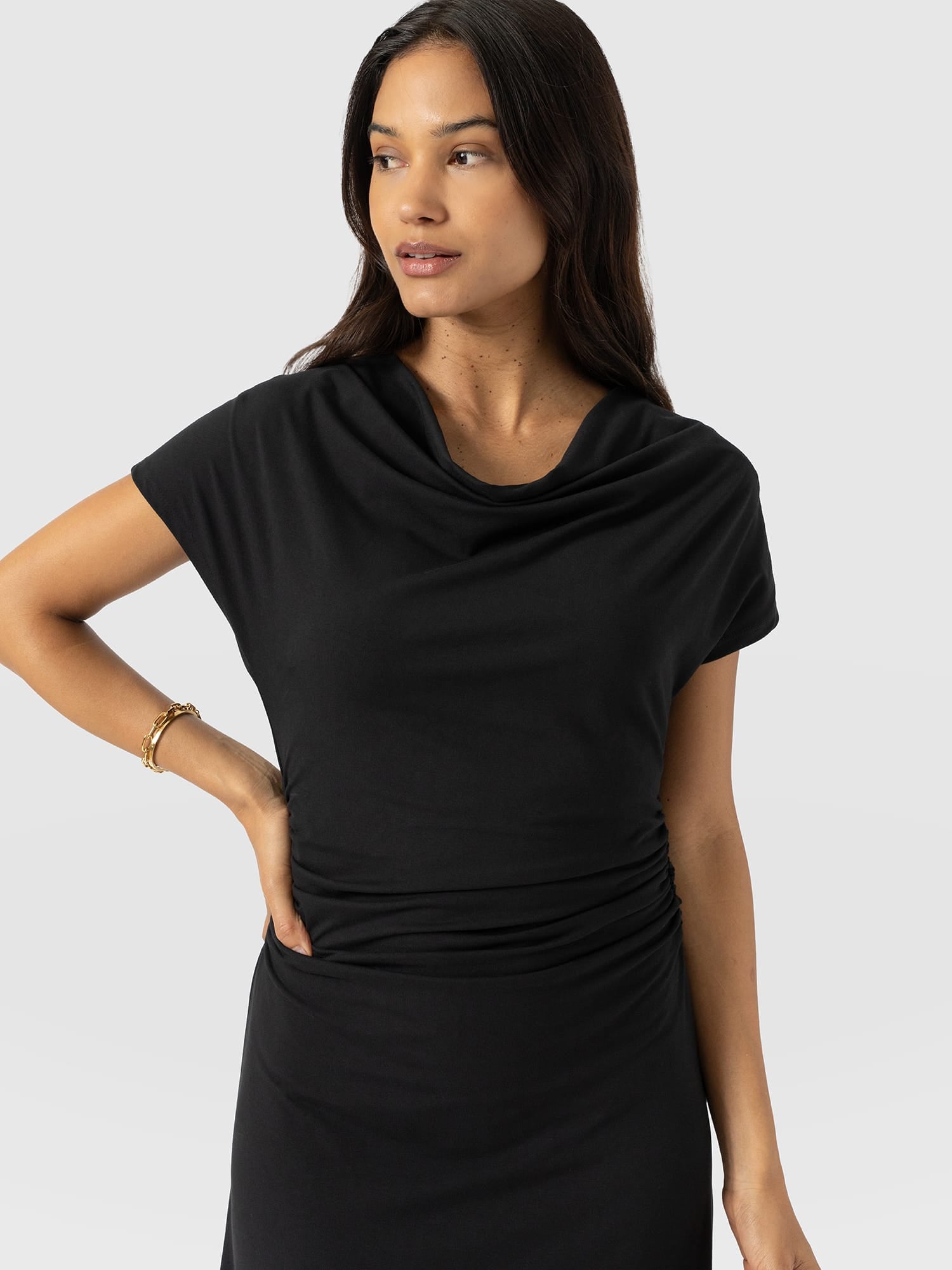 Laurie Cowl Neck Dress - Black - Women's Dresses | Saint + Sofia® USA