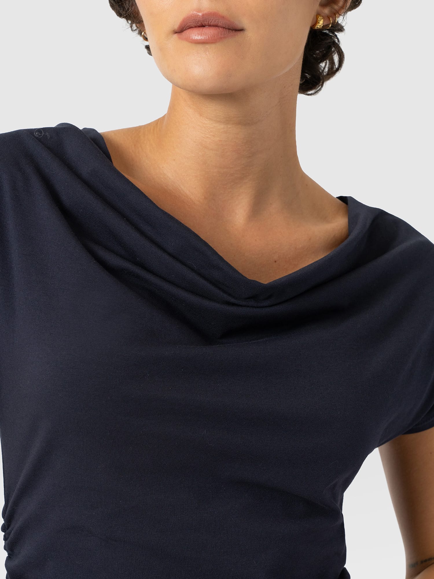 Laurie Cowl Neck Dress - Navy - Women's Dresses | Saint and Sofia® USA