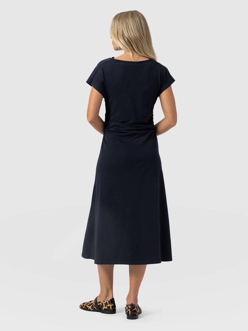 Laurie Cowl Neck Dress - Navy - Women's Dresses | Saint and Sofia® USA
