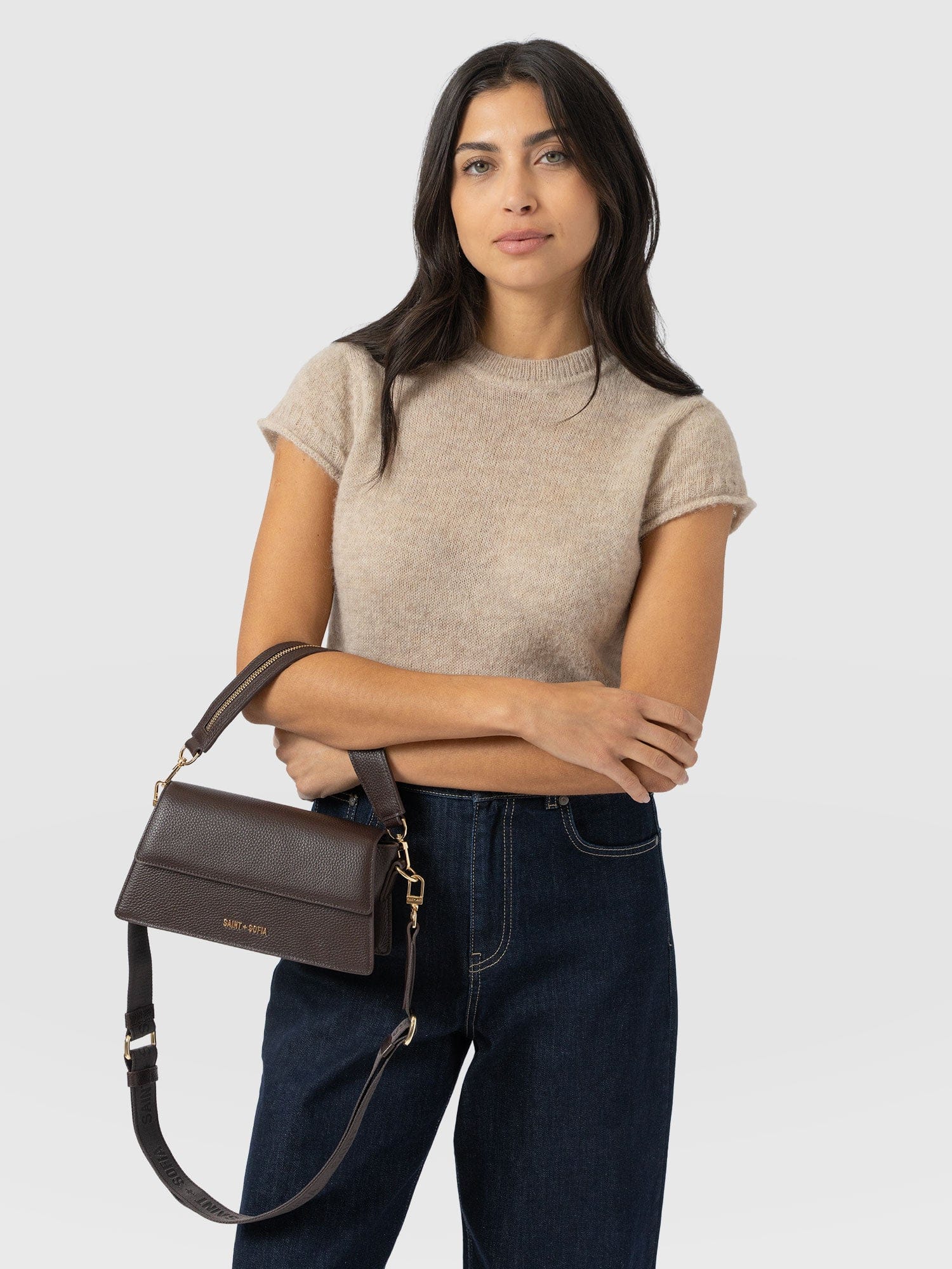 Lennox Half Flap Bag - Chocolate - Women's Handbags | Saint + Sofia® USA