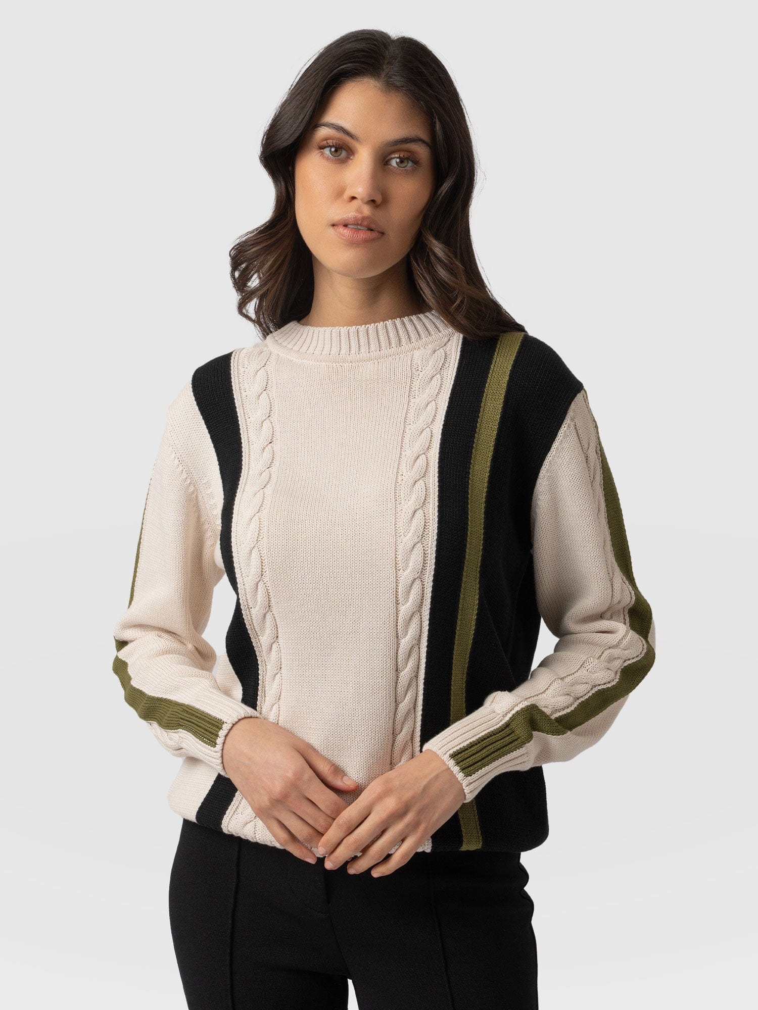 Lexi Cable Knit Cream - Women's Jumpers | Saint + Sofia® UK