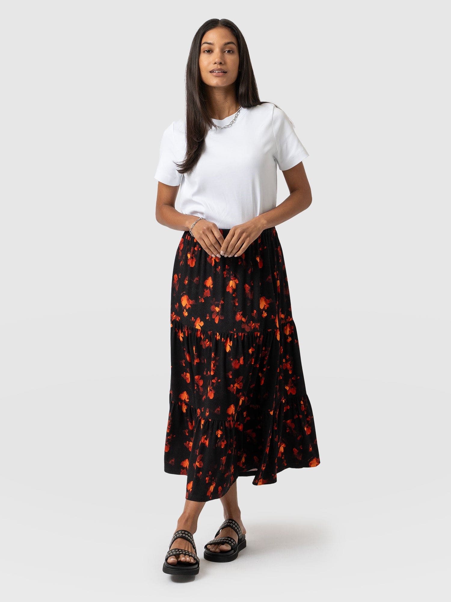 Lexi High Low Skirt Black Confetti Petal  - Women's Skirts | Saint + Sofia® UK