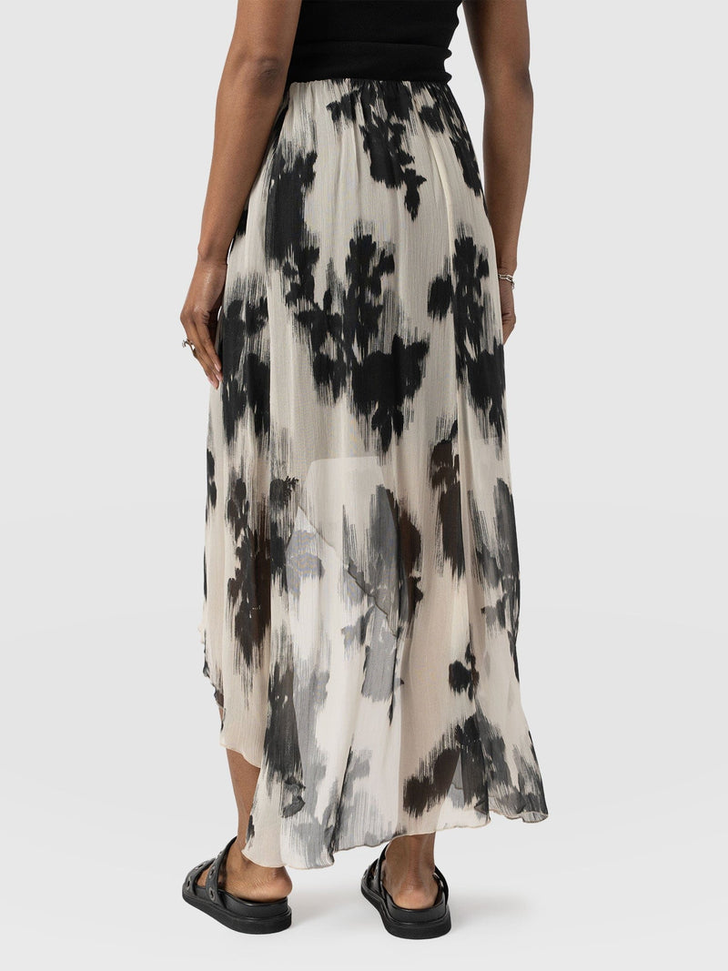 Lexi High Low Skirt - White Fade Floral - Women's Skirts | Saint + Sofia® USA