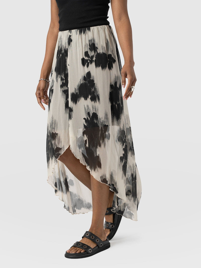 Lexi High Low Skirt - White Fade Floral - Women's Skirts | Saint + Sofia® USA