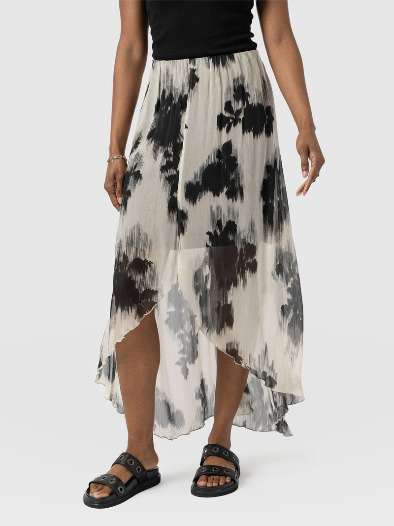 Lexi High Low Skirt - White Fade Floral - Women's Skirts | Saint + Sofia® USA