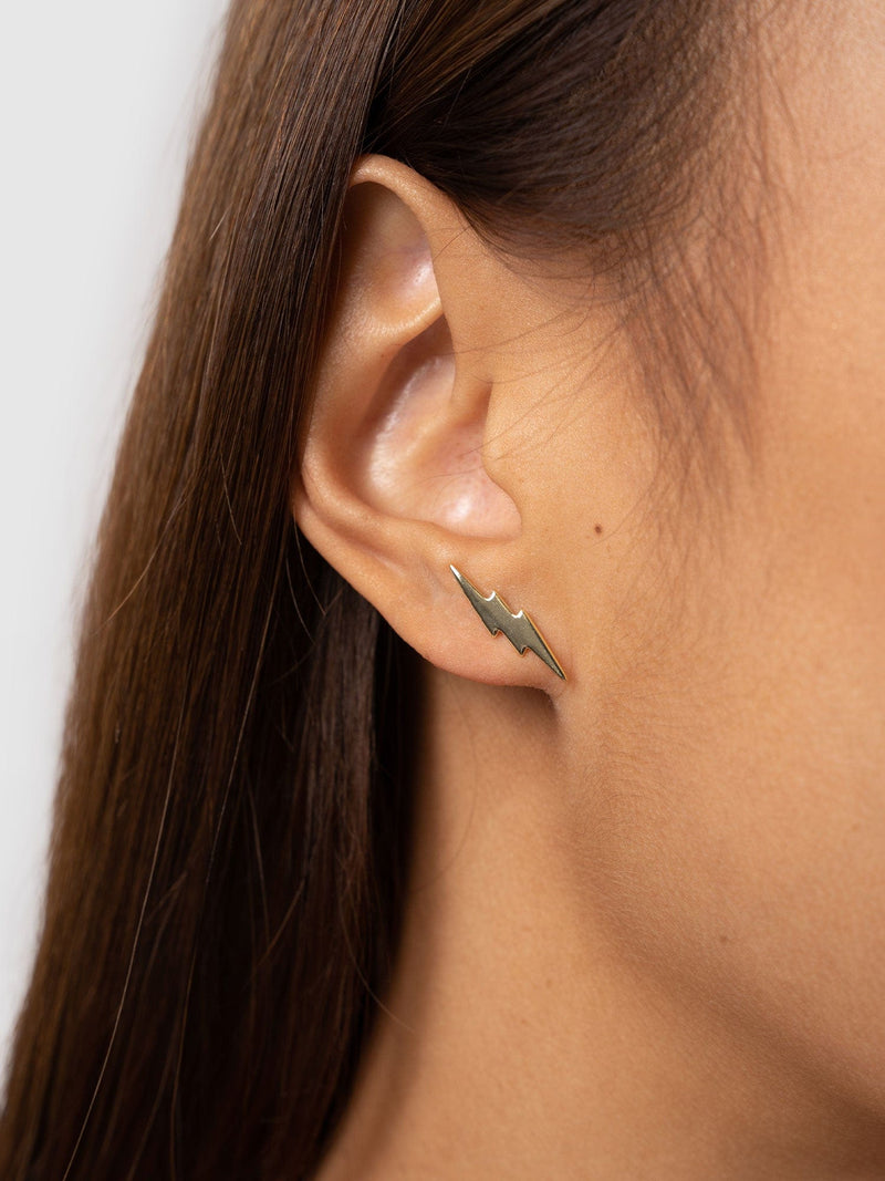 Lightning Bolt Stud Earrings Gold - Women's Earrings | Saint + Sofia® USA