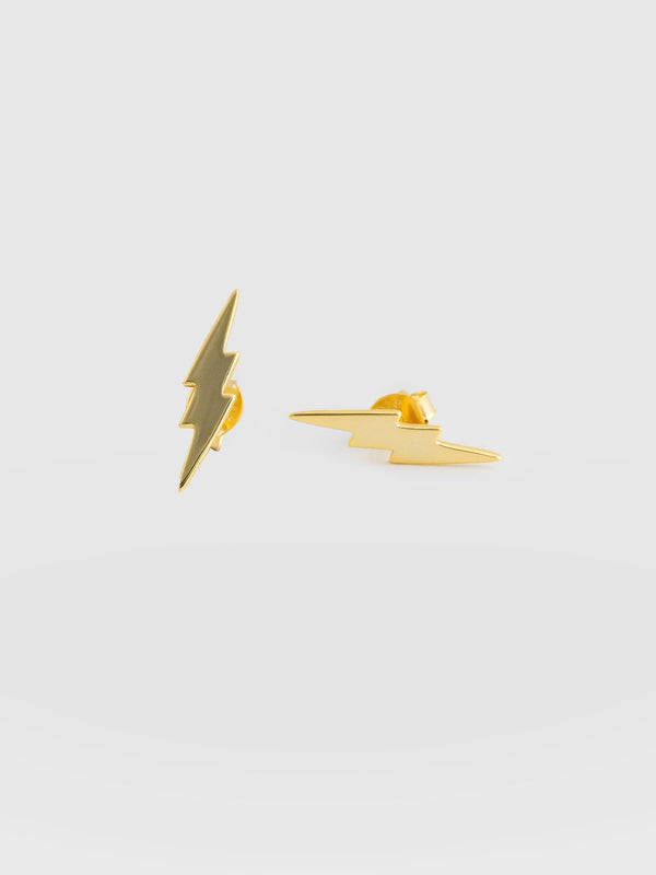 Lightning Bolt Stud Earrings Gold - Women's Earrings | Saint + Sofia® USA