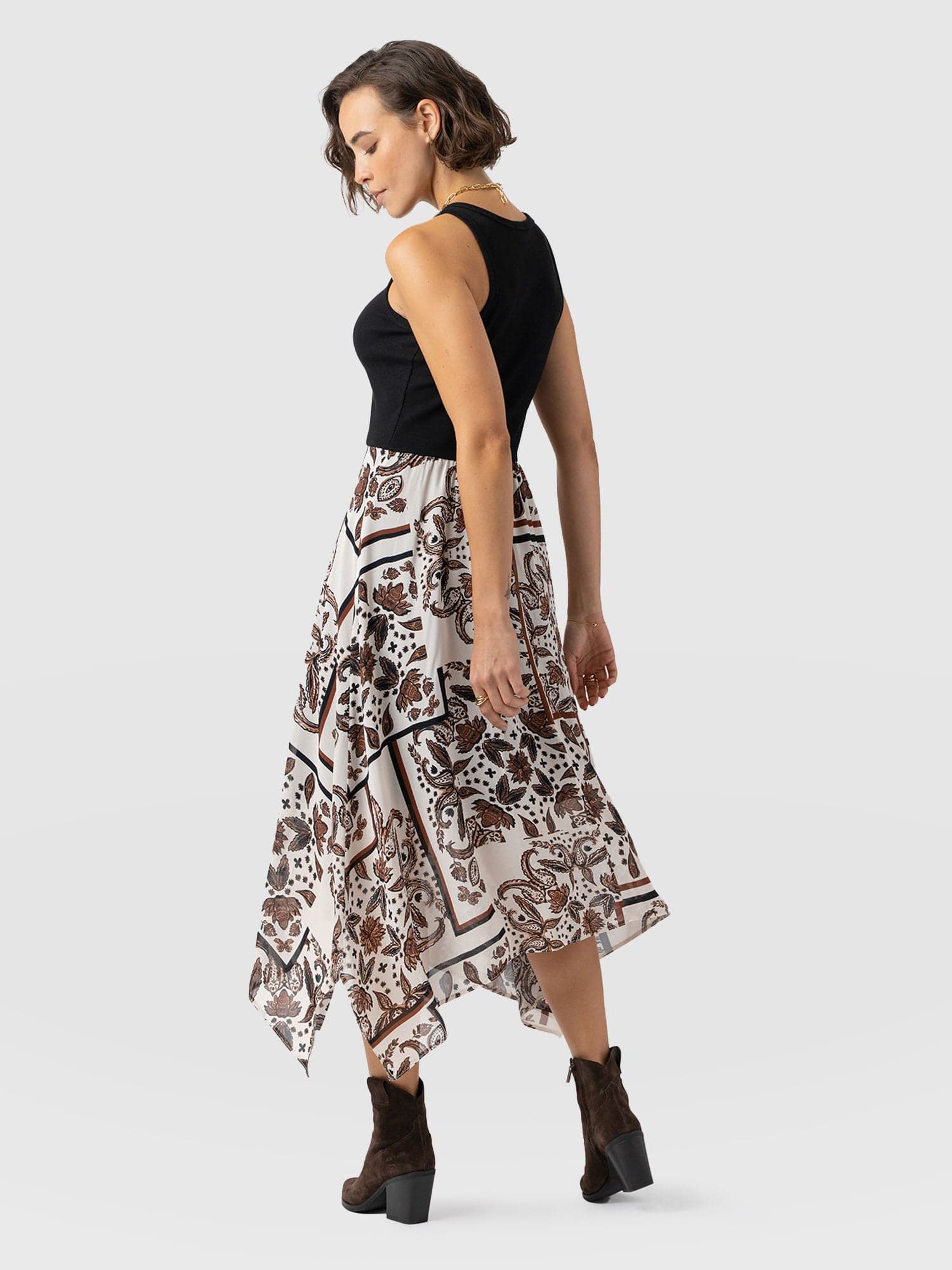 Lila Hanky Hem Dress - Cream Paisley - Women's Dresses | Saint + Sofia? USA