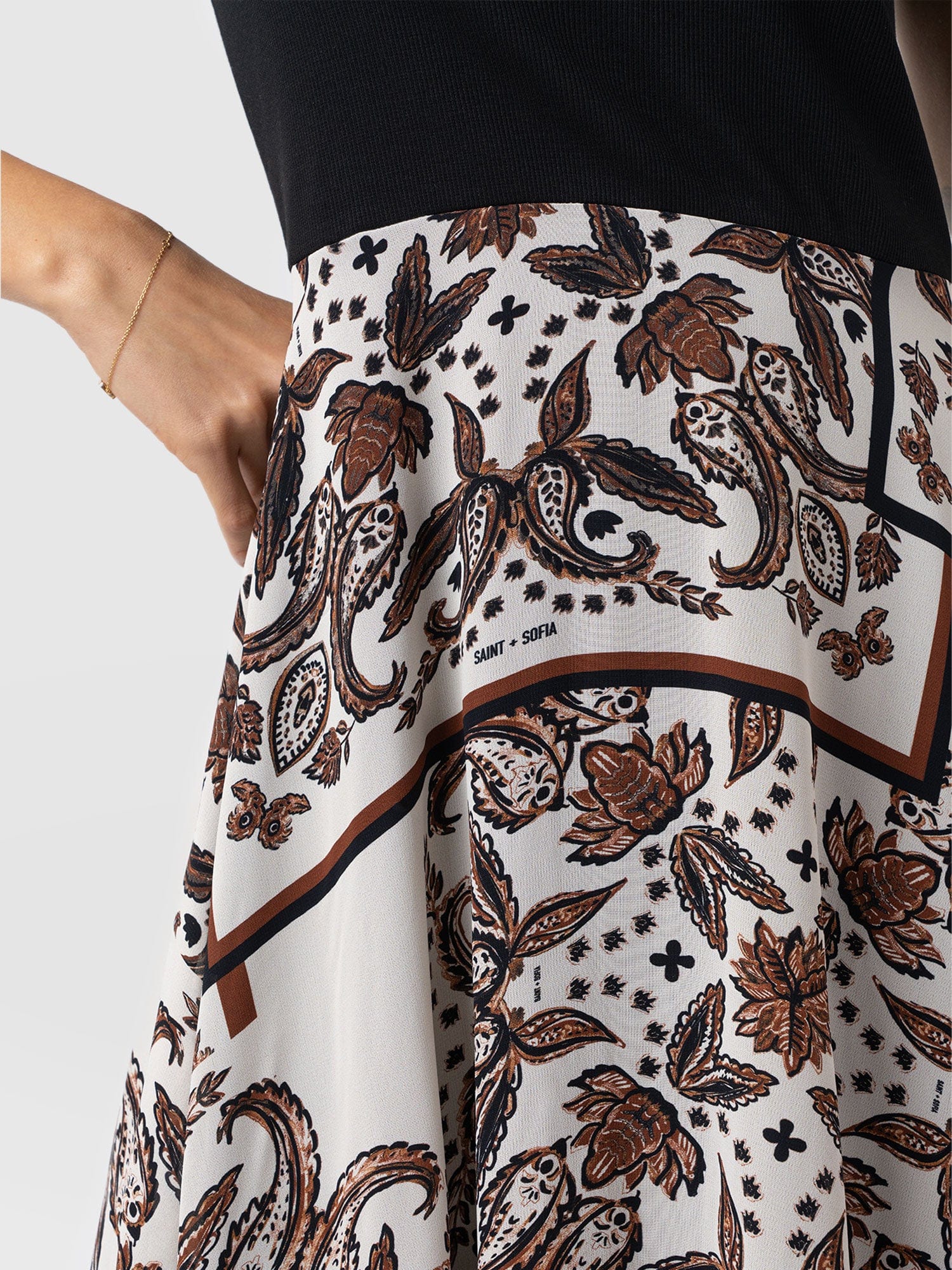 Lila Hanky Hem Dress - Cream Paisley - Women's Dresses | Saint + Sofia? USA