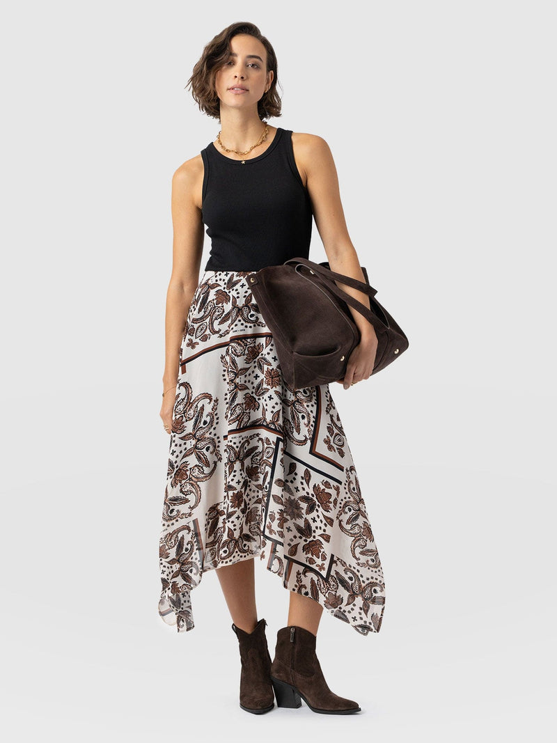 Lila Hanky Hem Dress - Cream Paisley - Women's Dresses | Saint + Sofia? USA