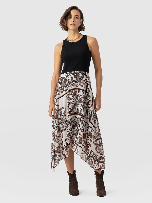 Lila Hanky Hem Dress - Cream Paisley - Women's Dresses | Saint + Sofia? USA