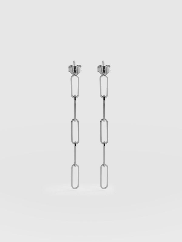 Link Chain Drop Earrings Silver - Women's Jewellery | Saint + Sofia® USA