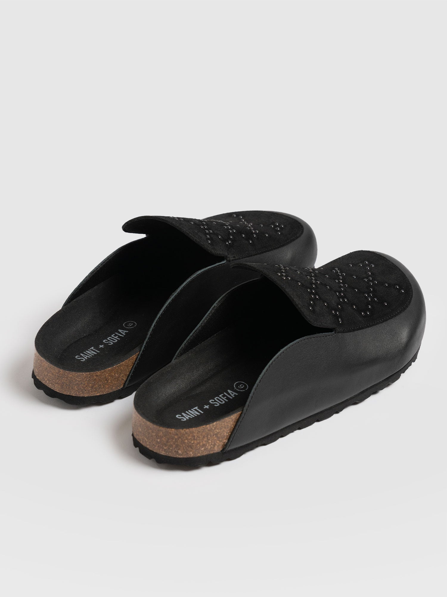 Lottie Studded Clogs Black - Women's Shoes | Saint + Sofia® UK