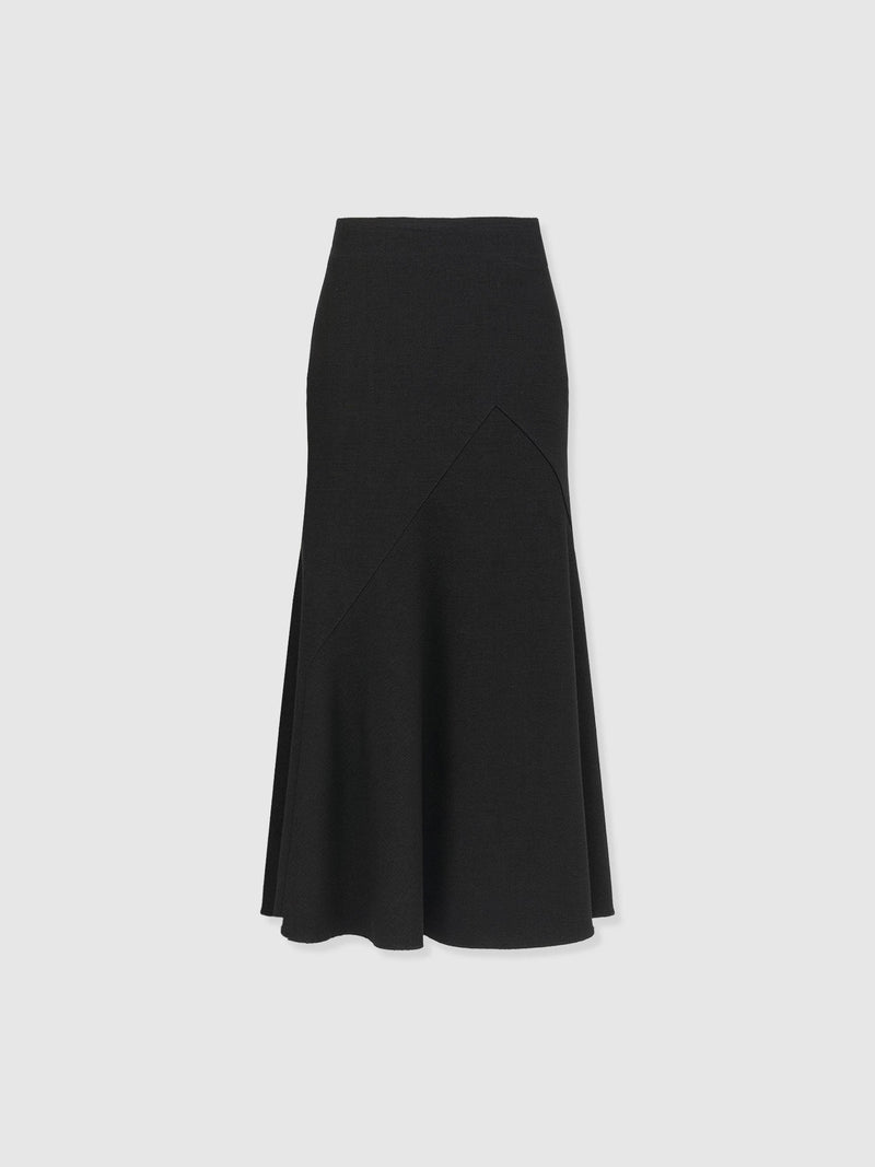 Lumi Panelled Skirt  - Black Boucle - Women's Skirts | Saint + Sofia® USA