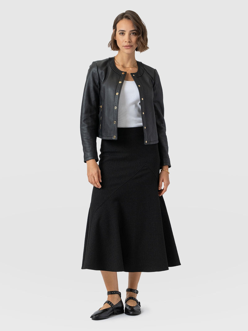 Lumi Panelled Skirt  - Black Boucle - Women's Skirts | Saint + Sofia® USA