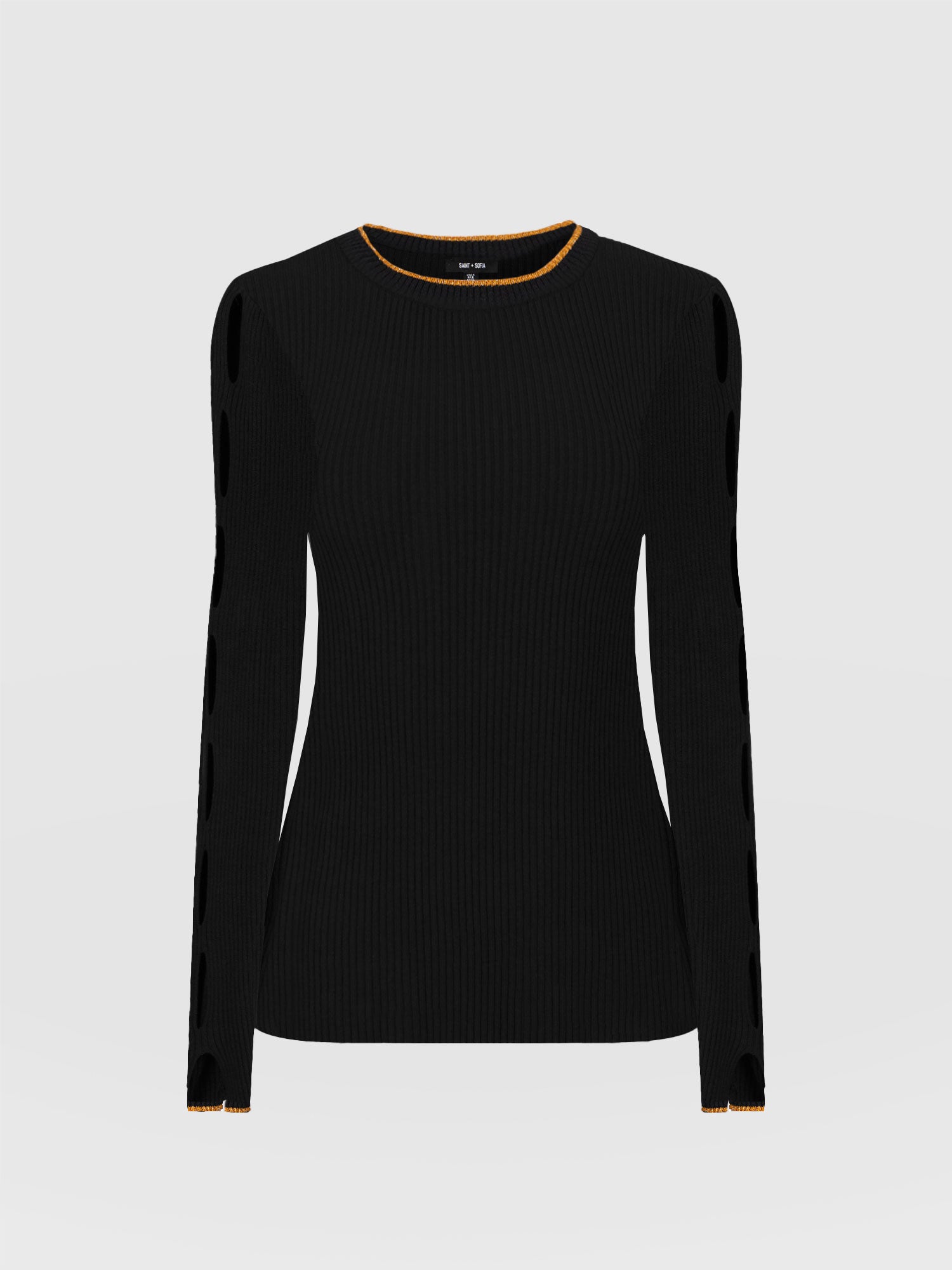 Luna Cut Out Sweater Black Lurex - Women's Jumpers | Saint + Sofia