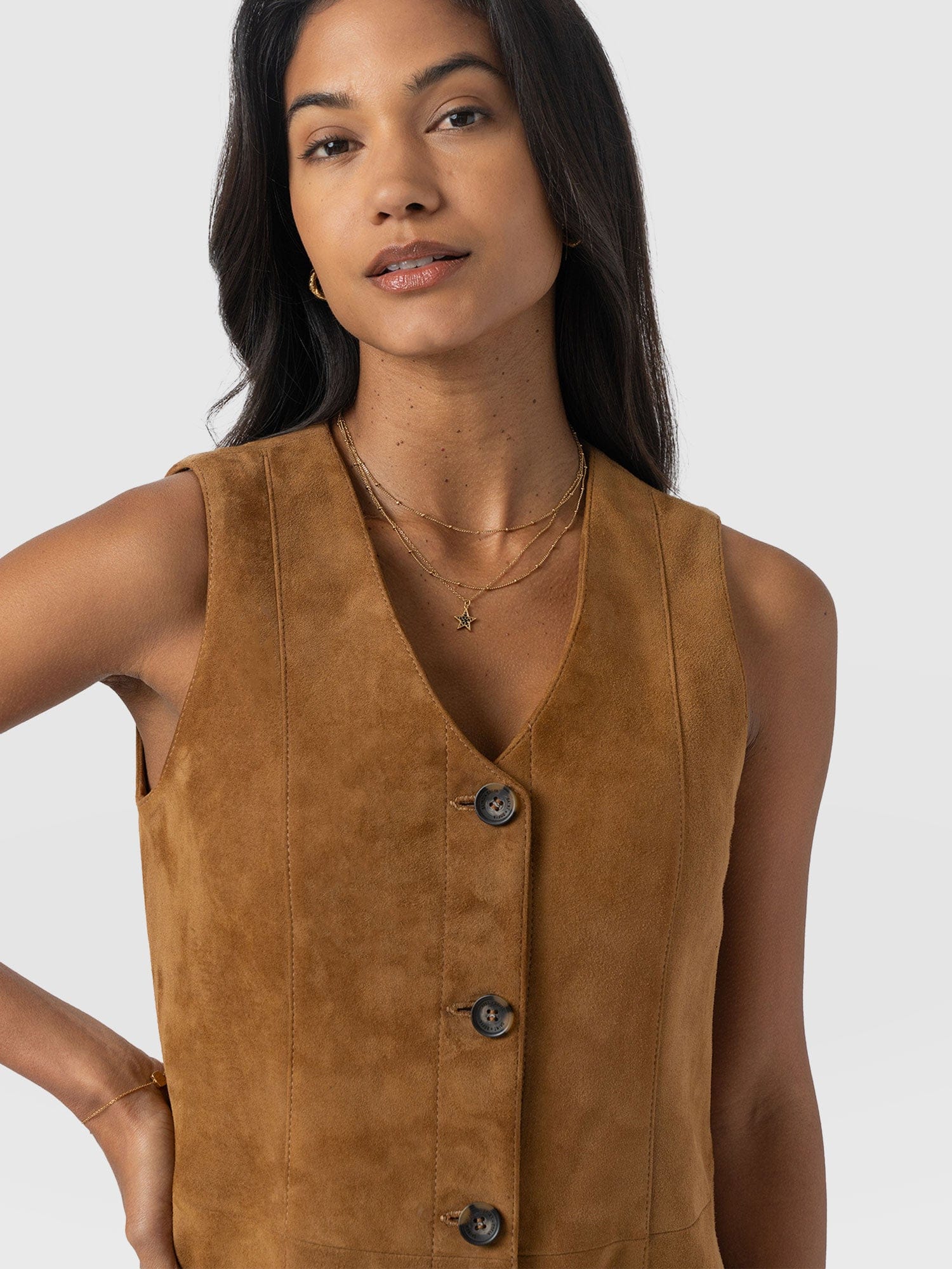 suede dresses for women Saint + Sofia | Women's Luther Suede Mini Dress | Dress | Tan