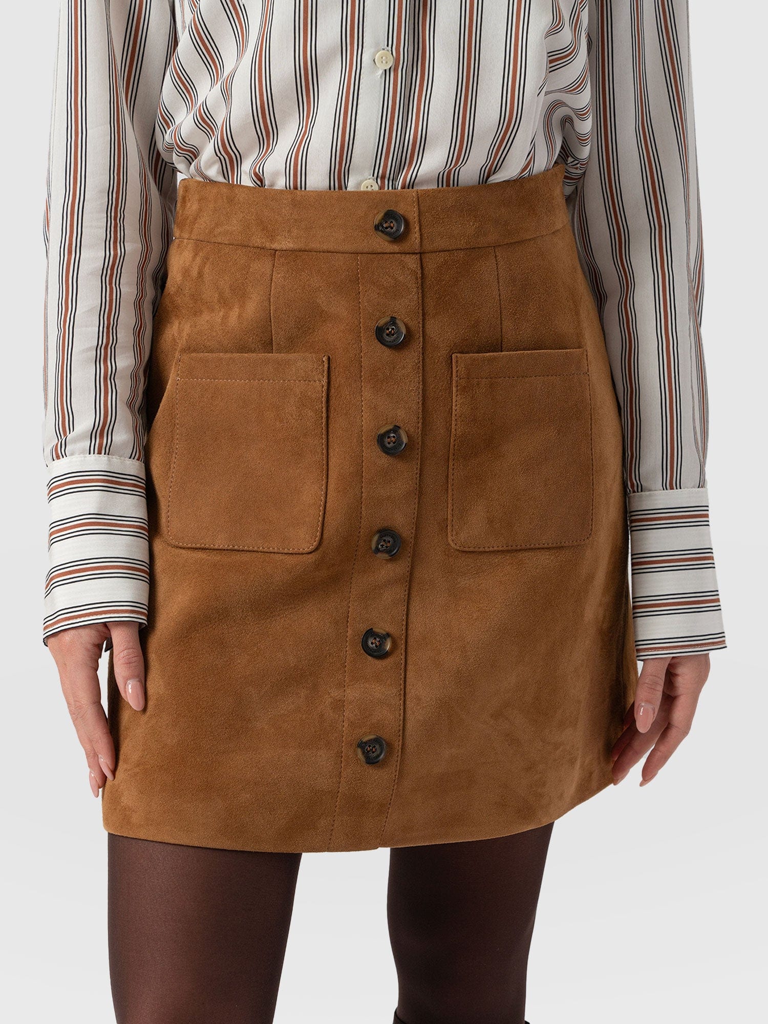 Luther Suede Mini Skirt - Camel  - Women's Skirts | Saint + Sofia® US