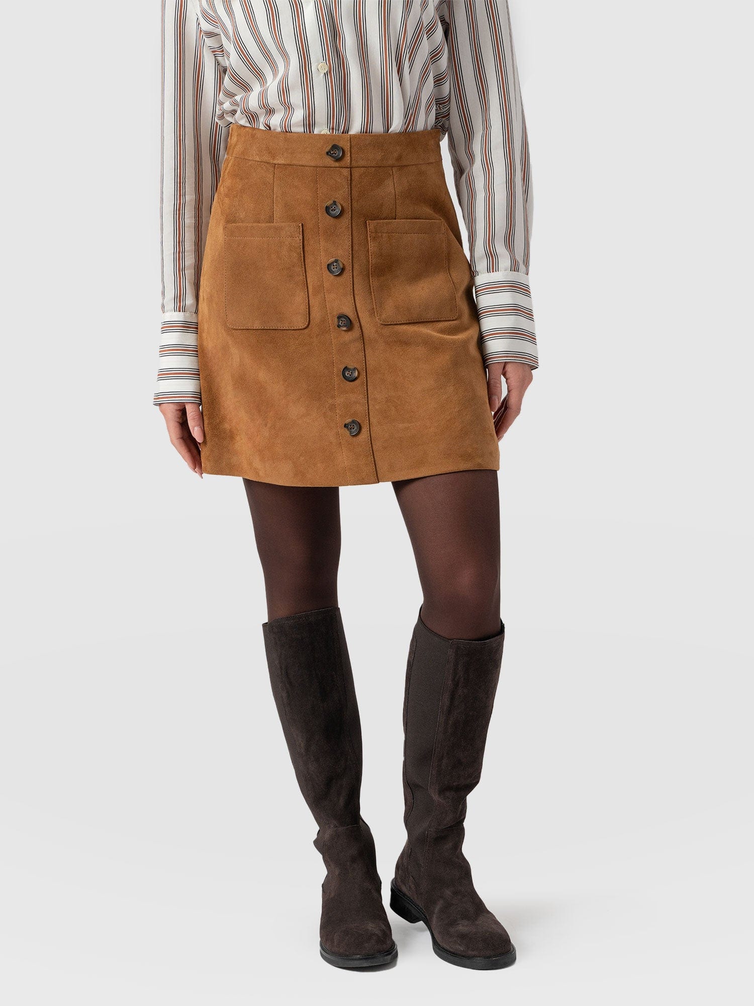 Luther Suede Mini Skirt - Camel  - Women's Skirts | Saint + Sofia® US