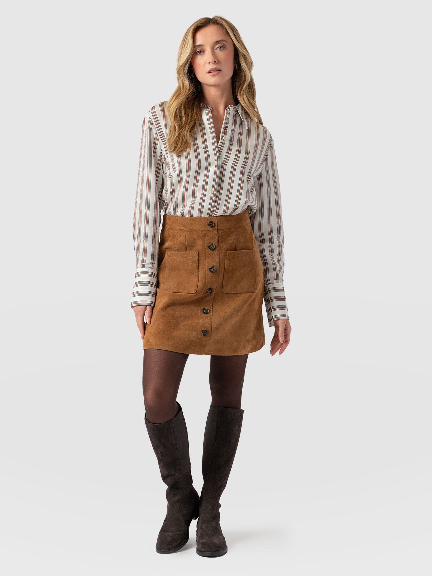 Luther Suede Mini Skirt - Camel  - Women's Skirts | Saint + Sofia® US