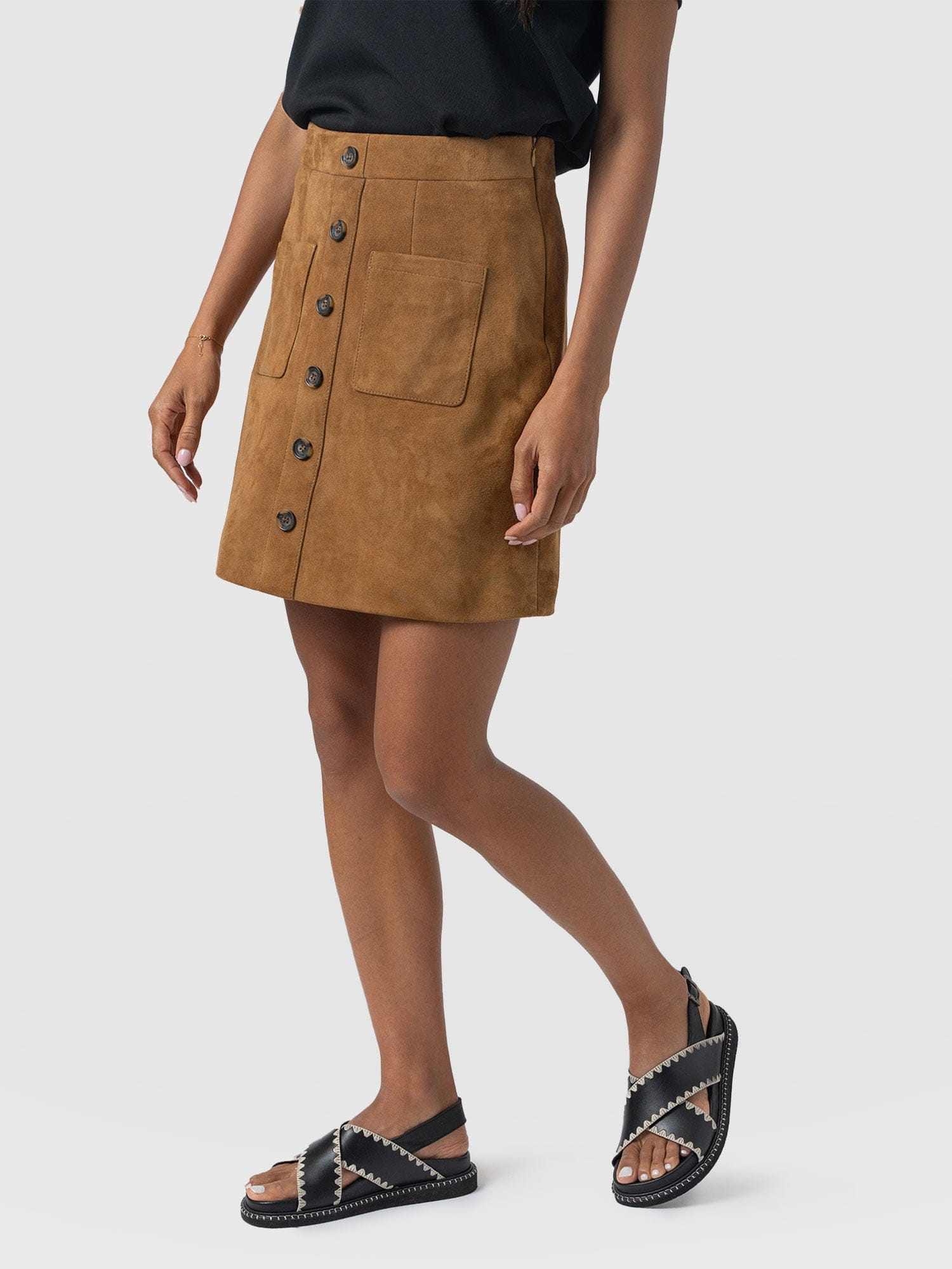 Luther Suede Mini Skirt - Camel  - Women's Skirts | Saint + Sofia® US