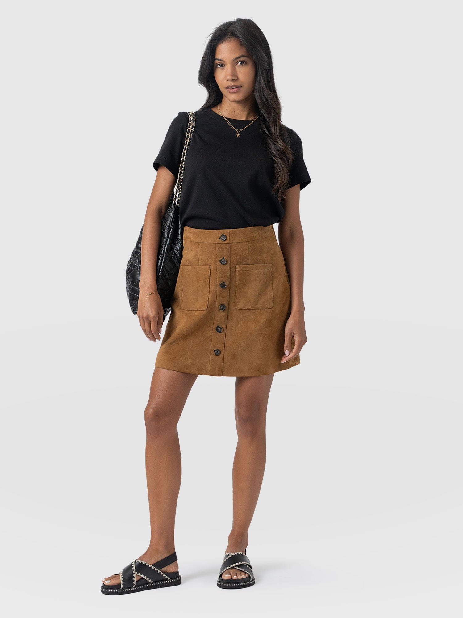 Luther Suede Mini Skirt - Camel  - Women's Skirts | Saint + Sofia® US