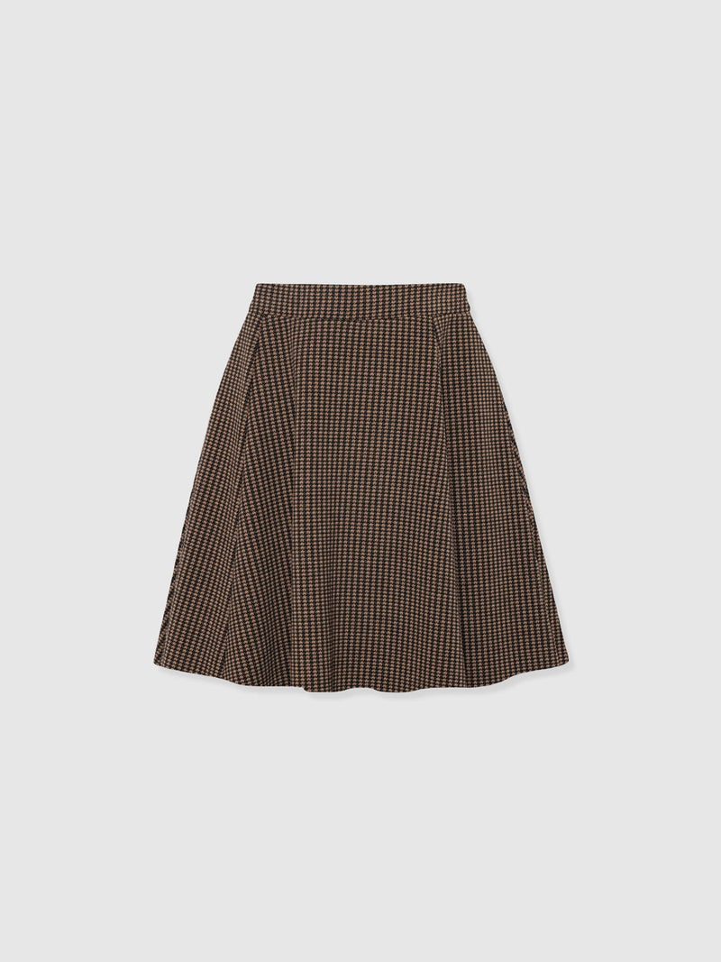 Macie Mini Skirt - Brown Mini Houndstooth - Women's Shorts | Saint + Sofia® USA