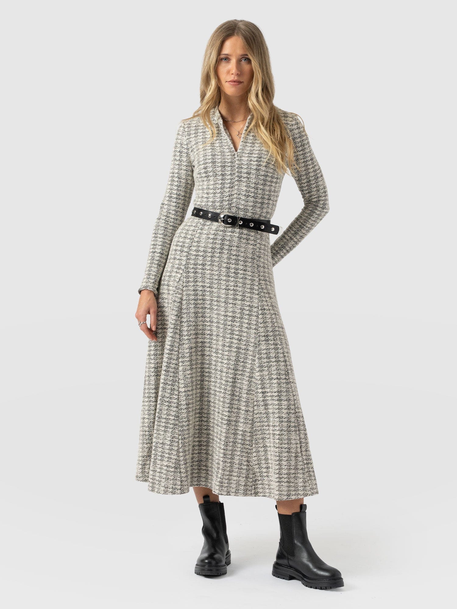 Macie Zip Up Dress - Cream Boucle - Women's Dresses | Saint + Sofia® USA