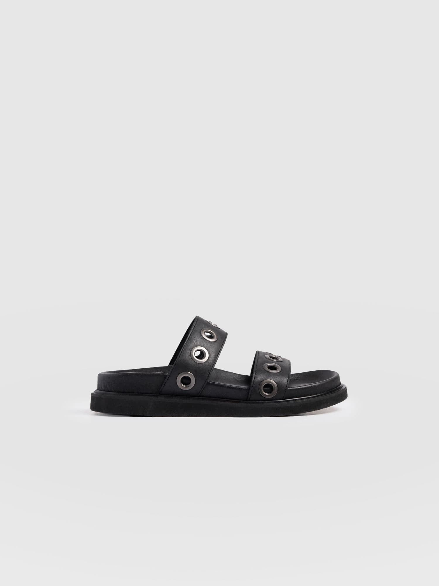 Madison Eyelet Slides - Black - Women's Shoes | Saint + Sofia® USA