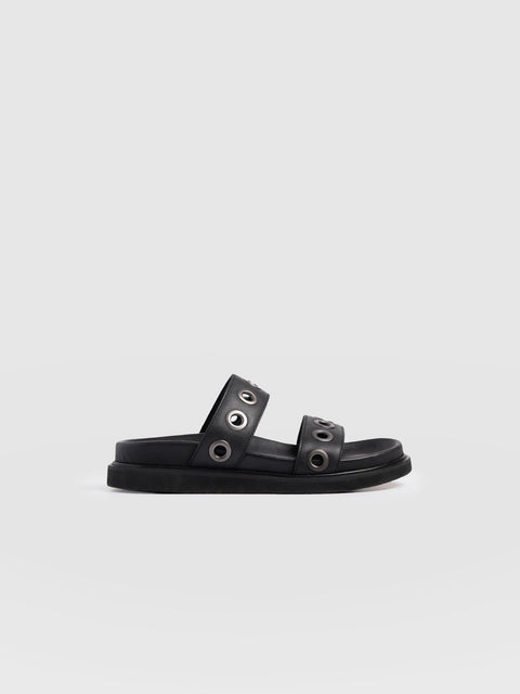 Madison Eyelet Slides - Black - Women's Shoes | Saint + Sofia® USA