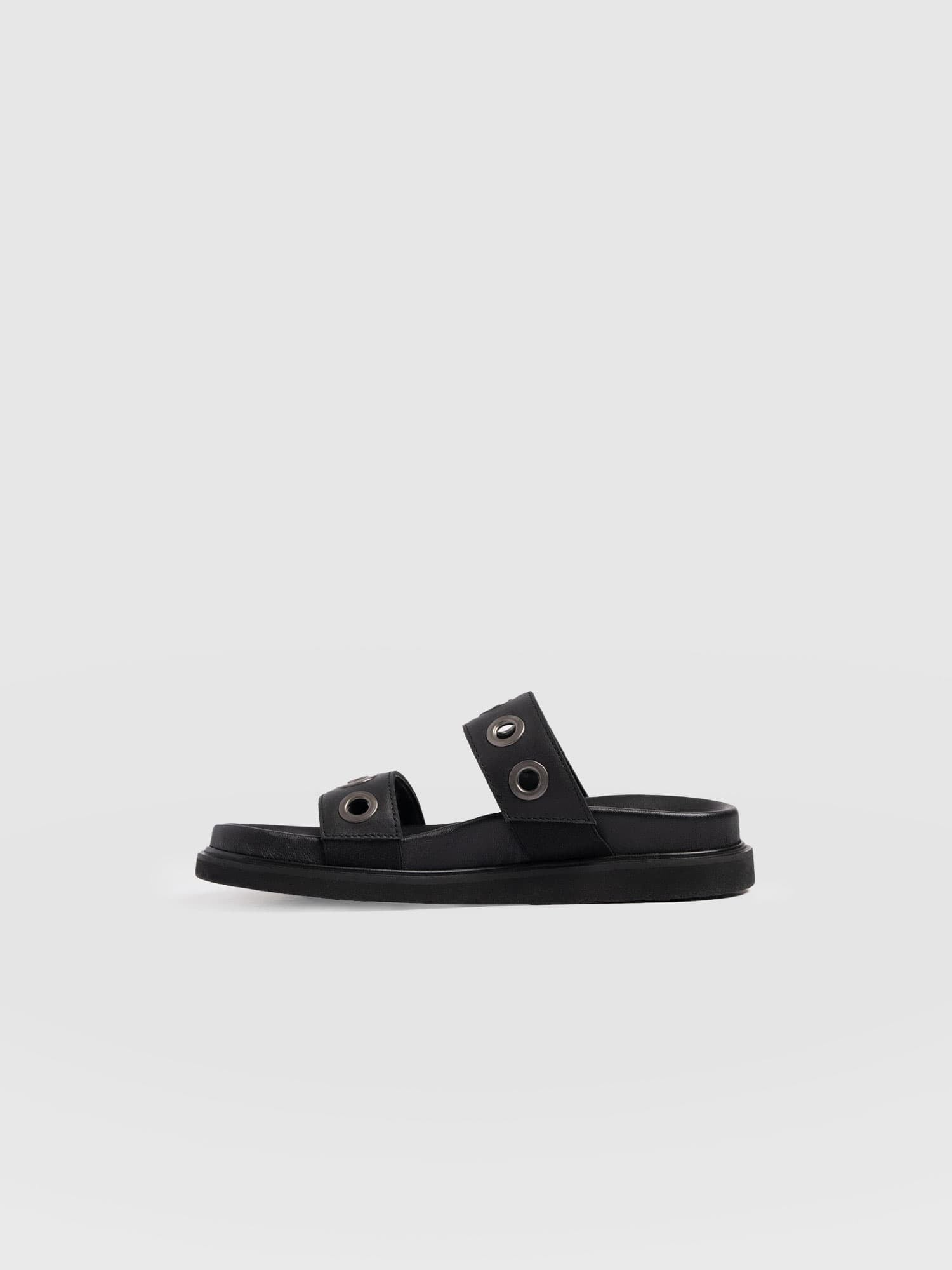 Madison Eyelet Slides - Black - Women's Shoes | Saint + Sofia® USA