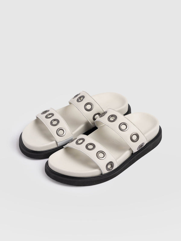 Madison Eyelet Slides - Cream - Women's Shoes | Saint + Sofia® USA