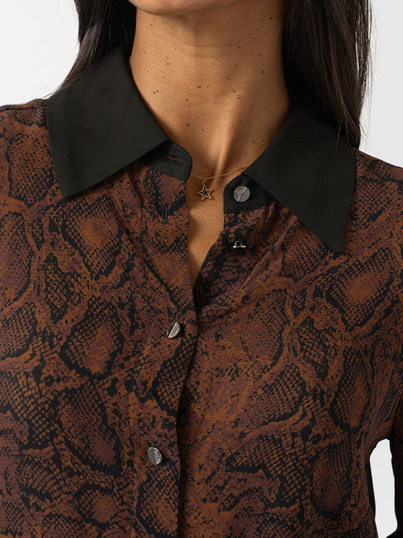 Madison Shirt Brown Snake - Women's Shirts | Saint + Sofia® US