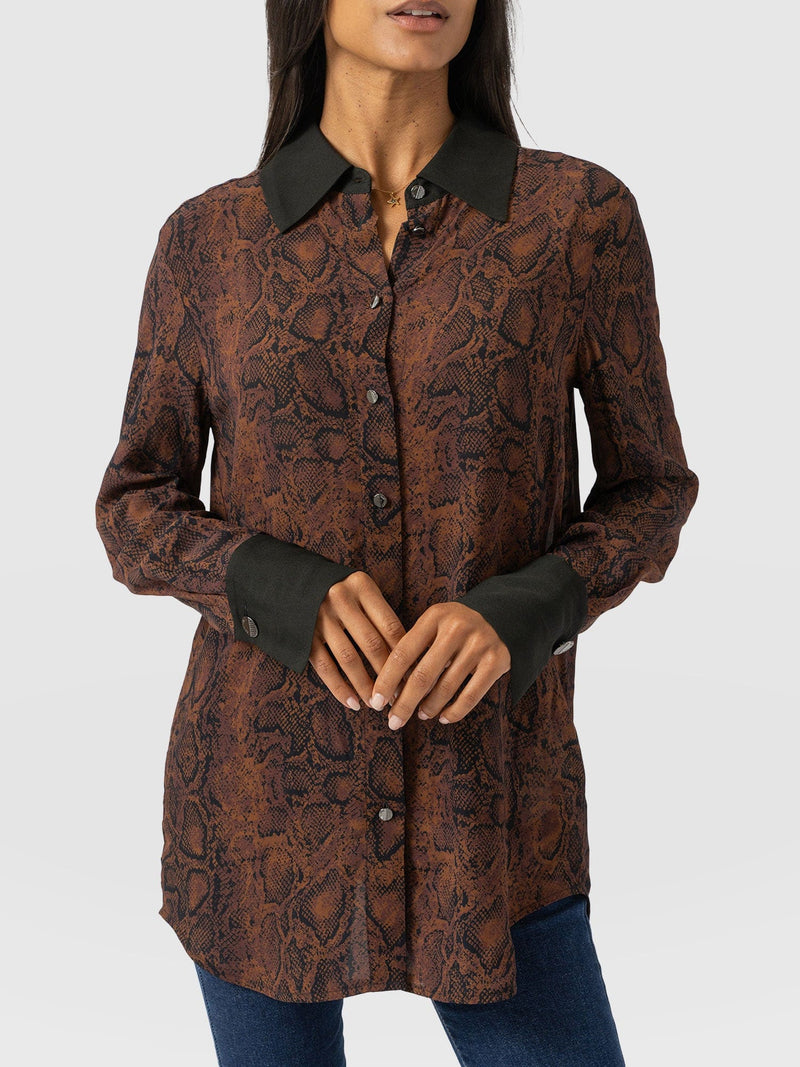 Madison Shirt Brown Snake - Women's Shirts | Saint + Sofia® US